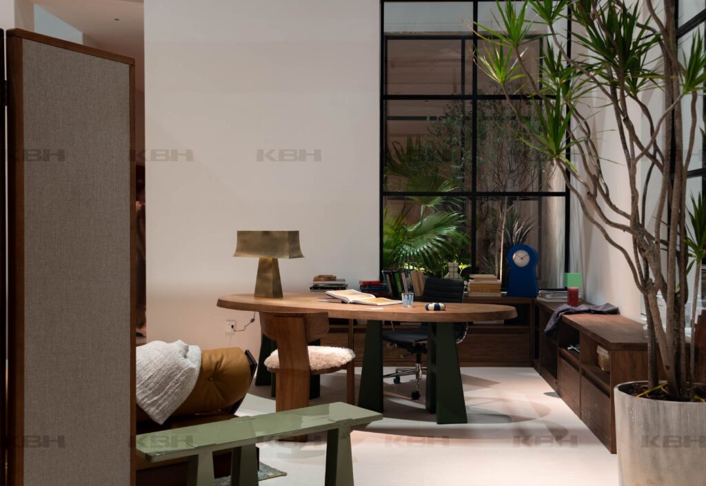 KBH Cashew Green Desk in a dining room setting