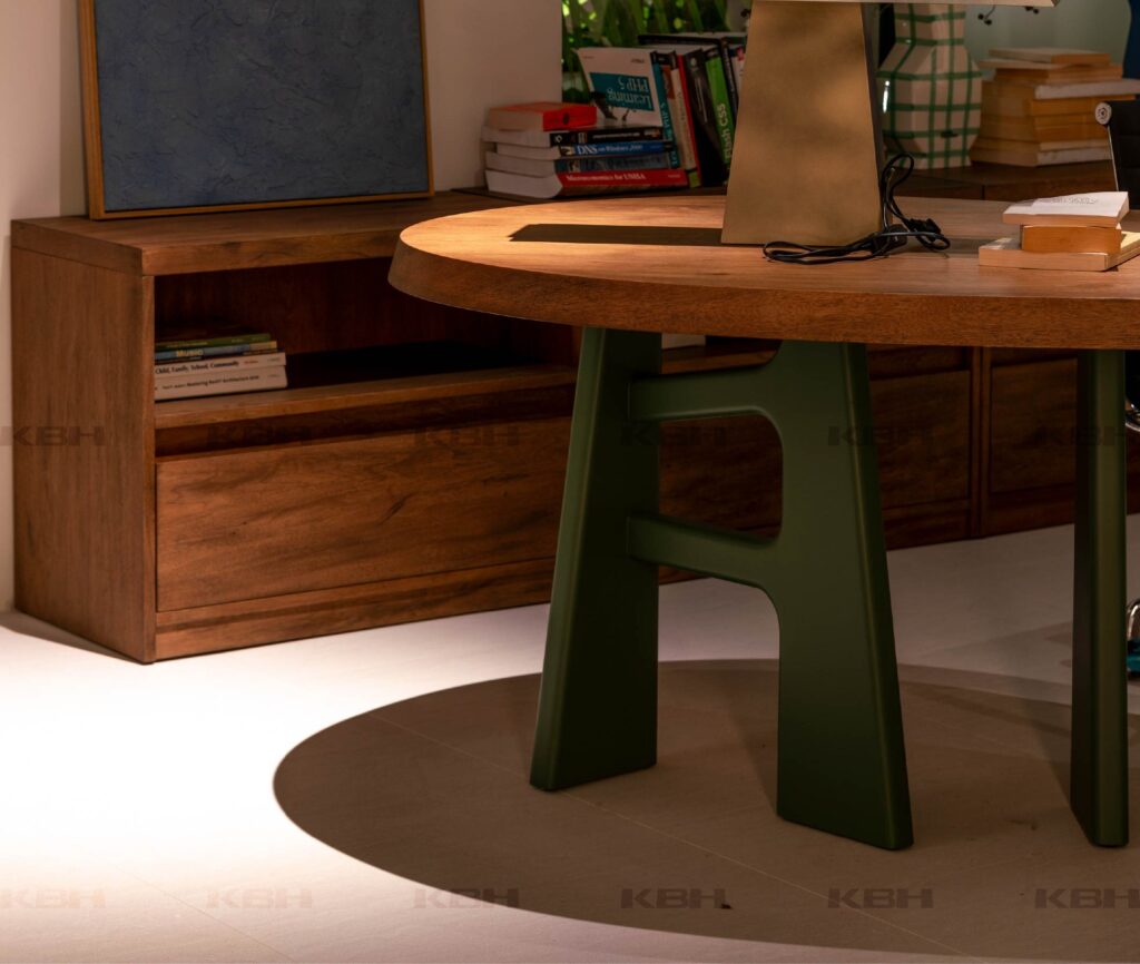 KBH Cashew Green Desk in a dining room setting, view 3