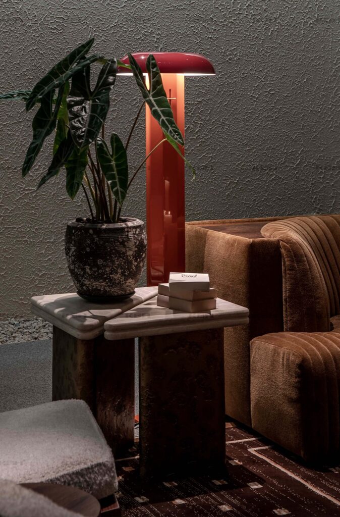 KBH Cheese Side Table in a bedroom setting, view 2