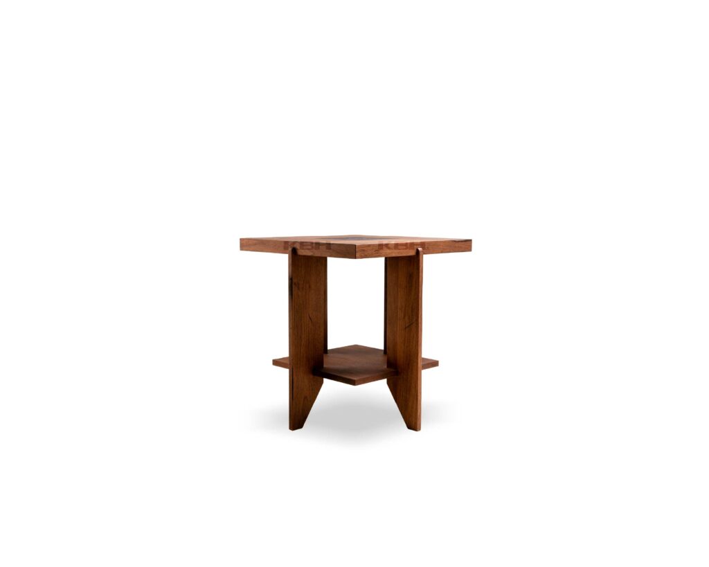 KBH Cube Corner Table in a grounded dark palette