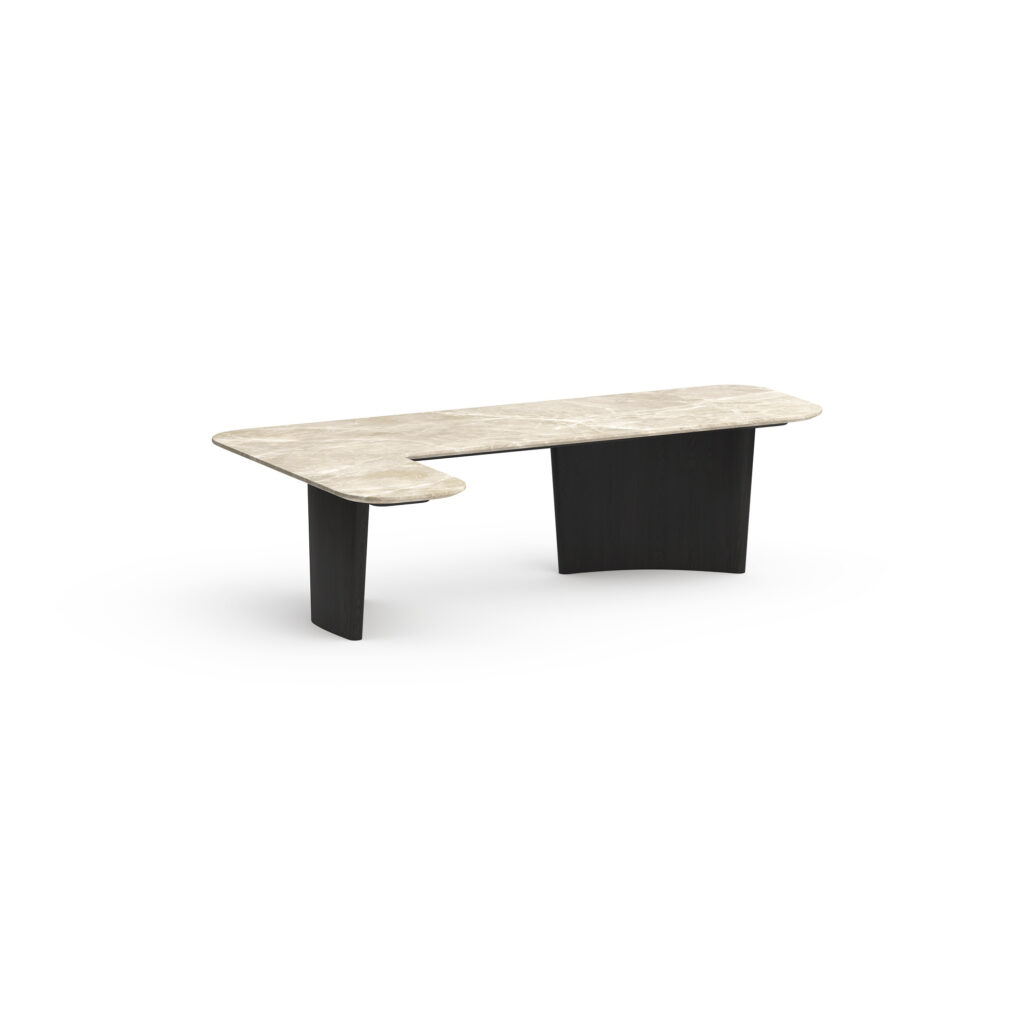 KBH Double Arc Side Table in a grounded dark palette