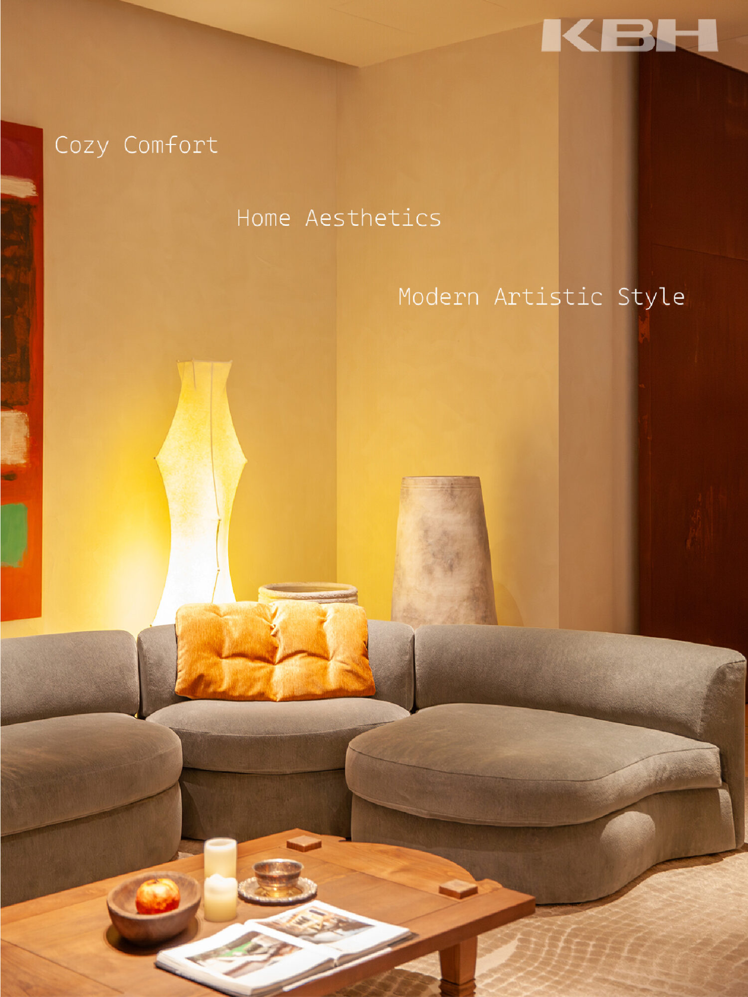 Evening Lounge scene by KBH with the Macaron Sofa, photographed in a living room