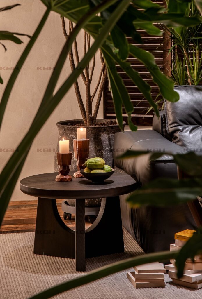 KBH Half Moon Corner Table in a bedroom setting, view 2