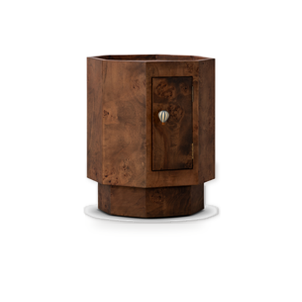 KBH Hot Air Balloon Nightstand in a grounded dark palette