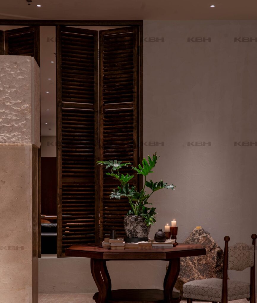 KBH Octagon Entry Table in a dining room setting, view 2