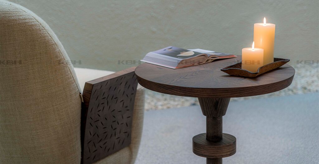 KBH Plain Ring Corner Table in a bedroom setting, view 3