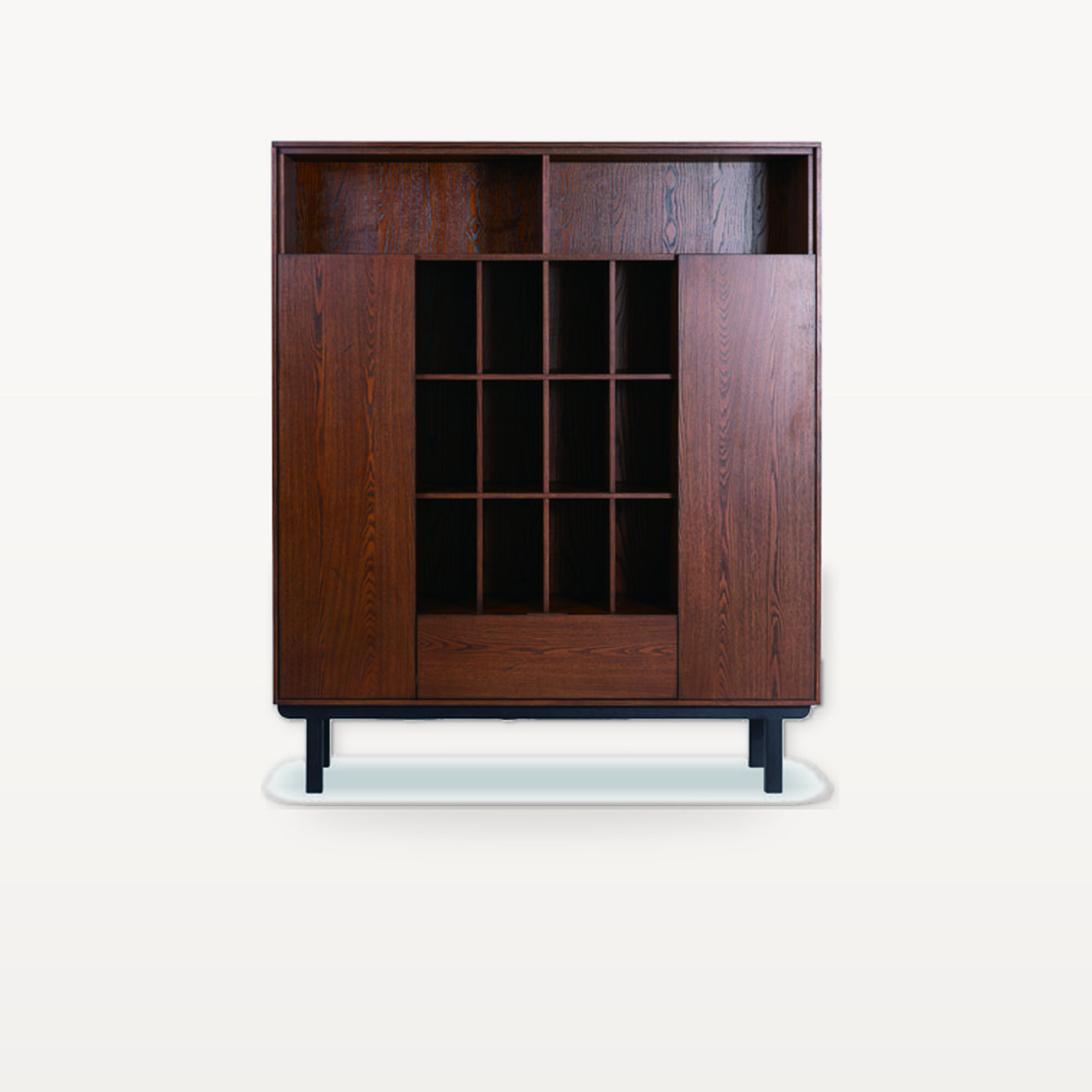 Quiet Living scene by KBH with the Corner Bar Cabinet, photographed in a living room