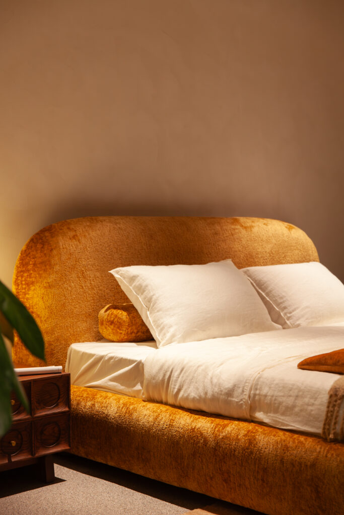 Quiet Living scene by KBH with the Profiterole Bed in a bedroom (2)