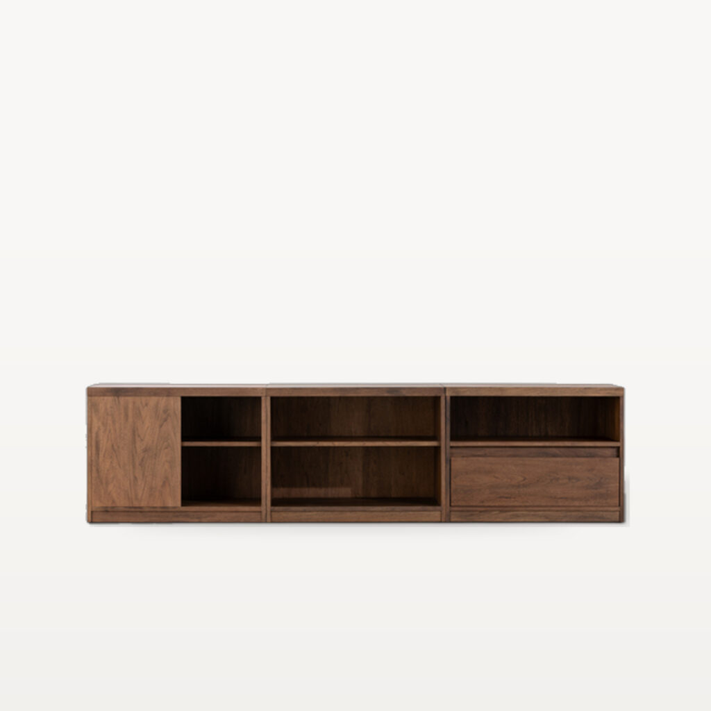 Quiet Living scene by KBH with the Stone Grid Cabinet in a living room (2)