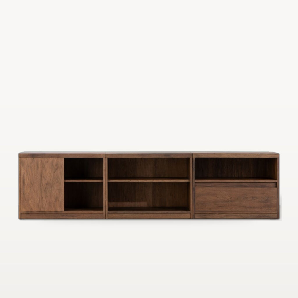Quiet Living scene by KBH with the Stone Grid Cabinet in a living room (3)