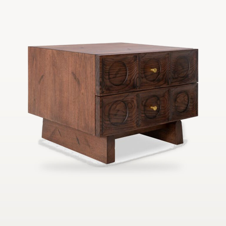 Quiet Living scene by KBH with the Walnut Box Nightstand, photographed in a bedroom