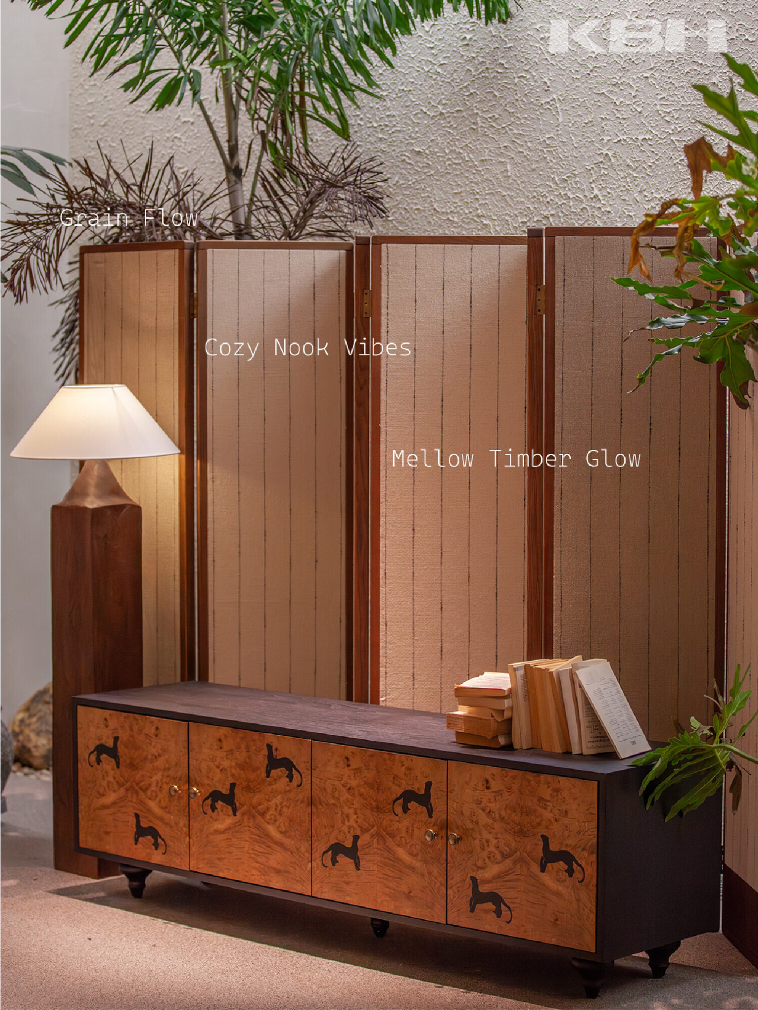 Slow Morning scene by KBH with the Little Leopard Sideboard, photographed in a living room