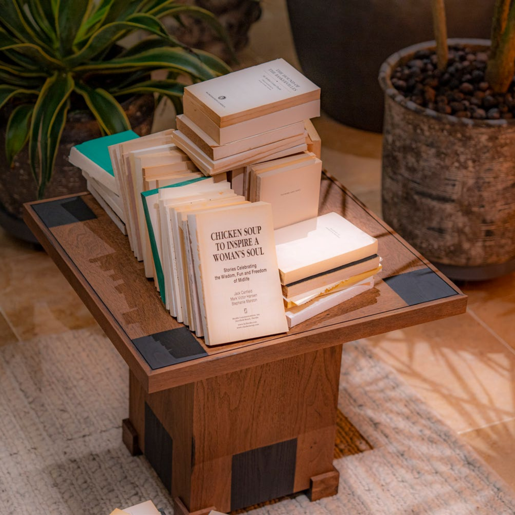 KBH Square Block Corner Table in a grounded dark palette