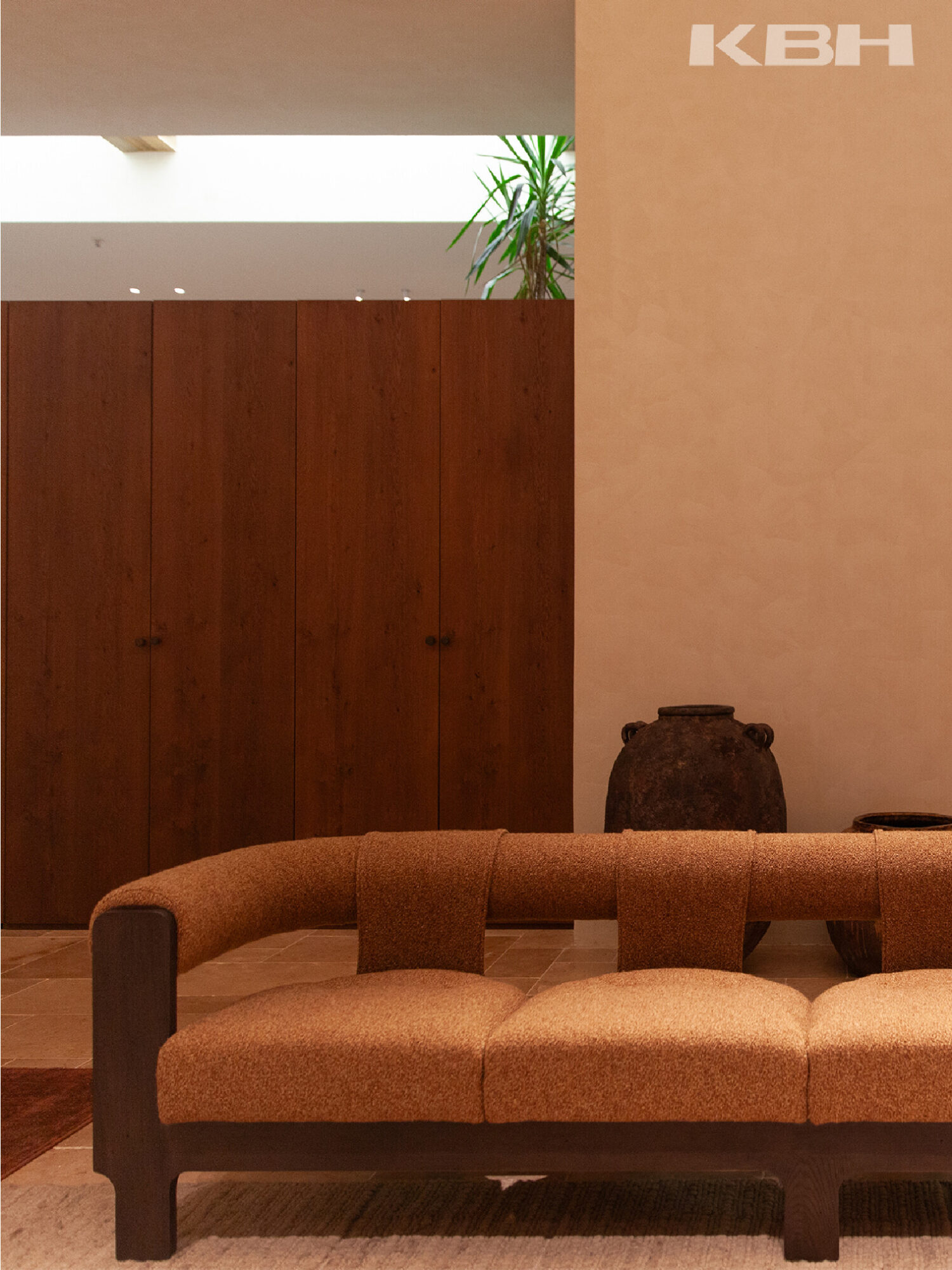 The Palette Retreat scene by KBH with the Wild Rice Sofa, photographed in a living room