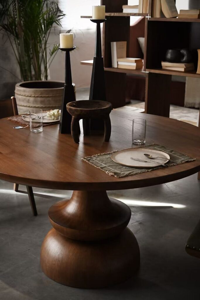 Warm Gathering scene by KBH with the Goblet Round Table in a dining room (2)