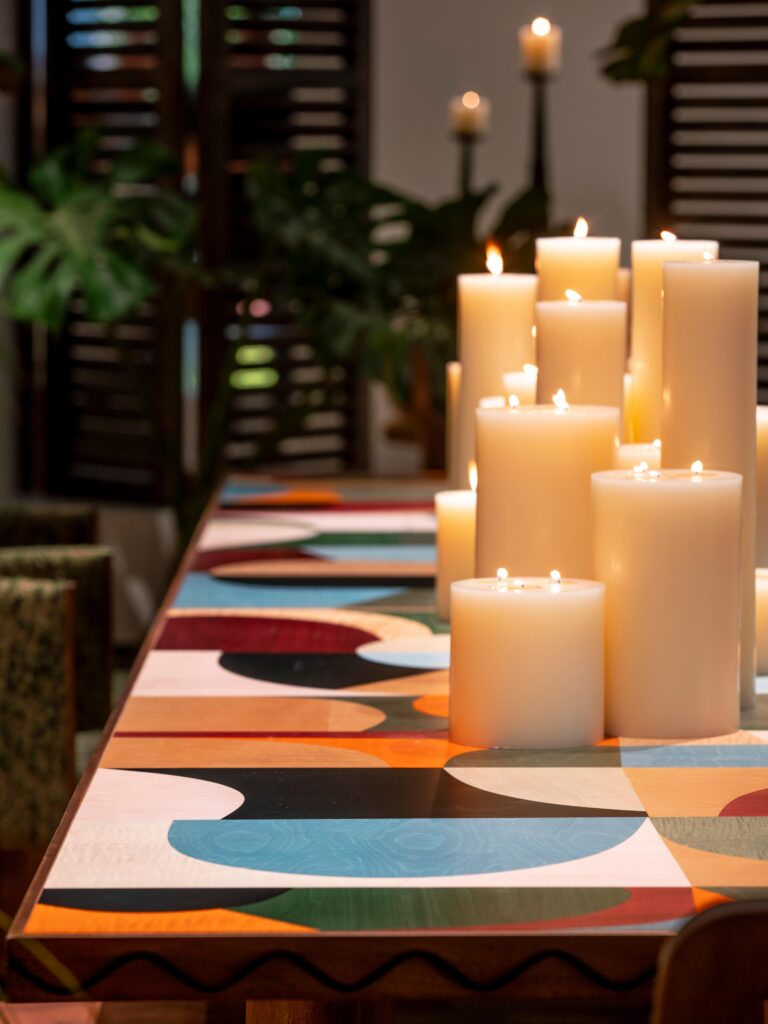 Warm Gathering scene by KBH with the Palette Dining Table in a dining room (5)