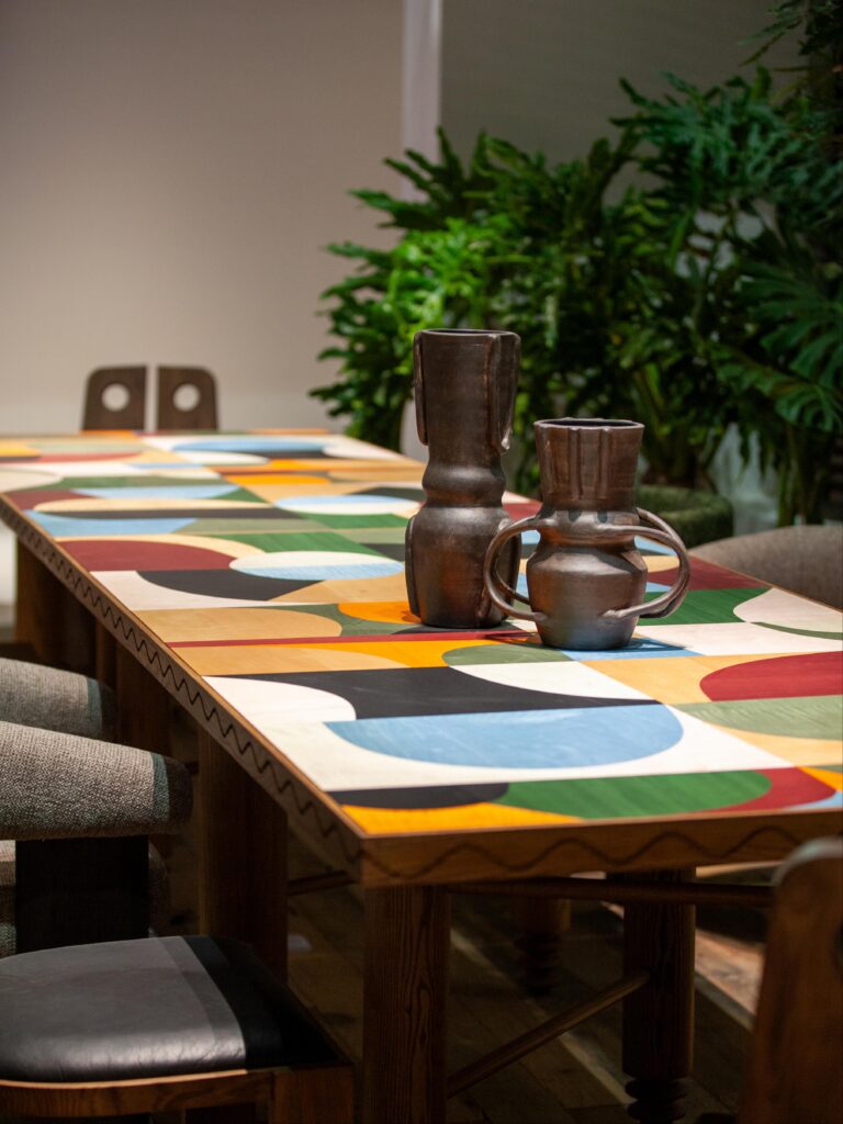 Warm Gathering scene by KBH with the Palette Dining Table in a dining room (6)