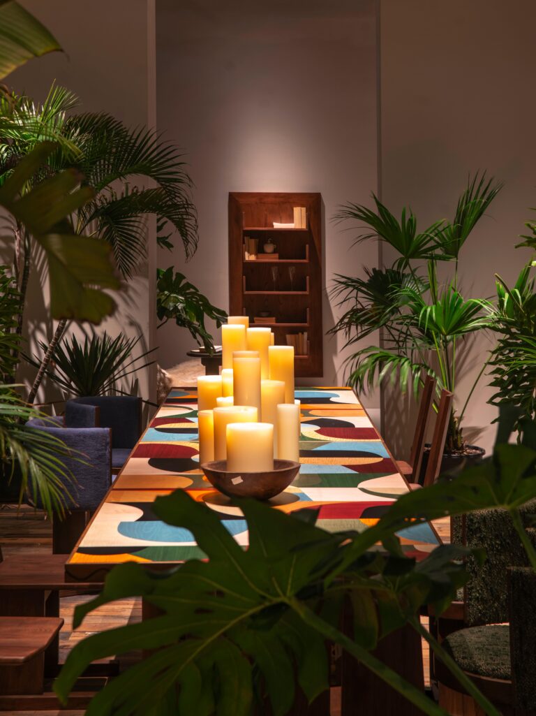 Warm Gathering scene by KBH with the Palette Dining Table, photographed in a dining room