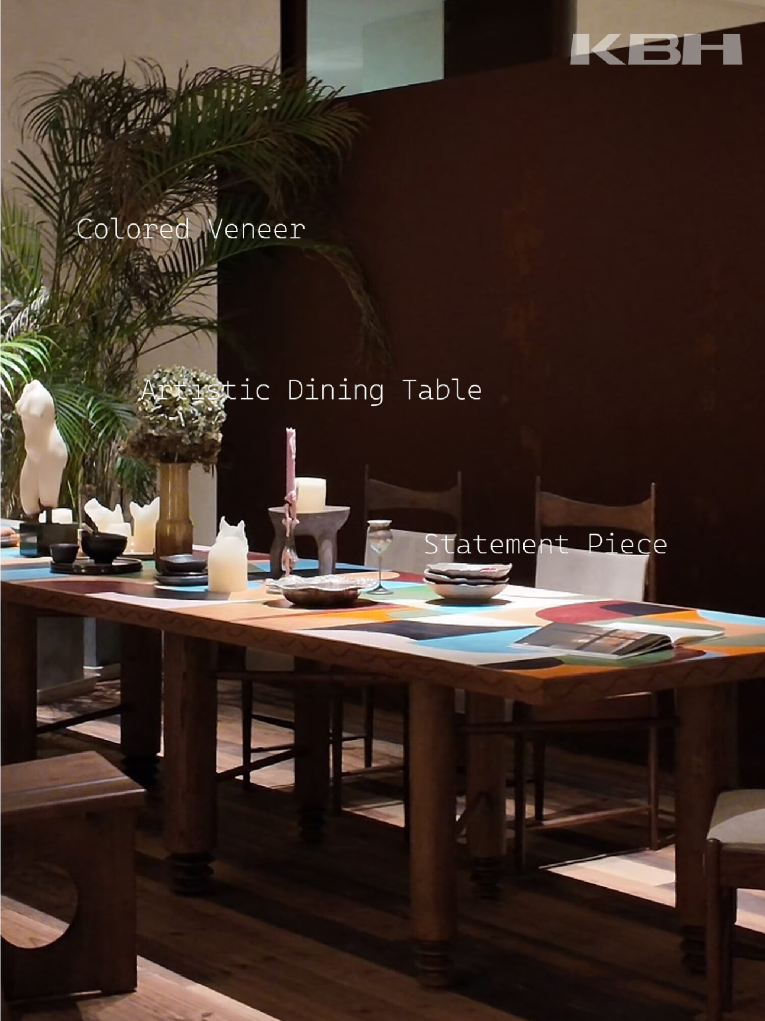 Warm Gathering scene by KBH with the Palette Dining Table, photographed in a dining room