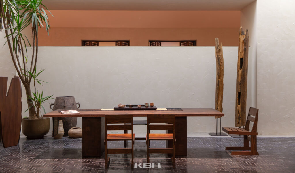 Warm Gathering scene by KBH with the Twin Peak Dining Table in a dining room (4)