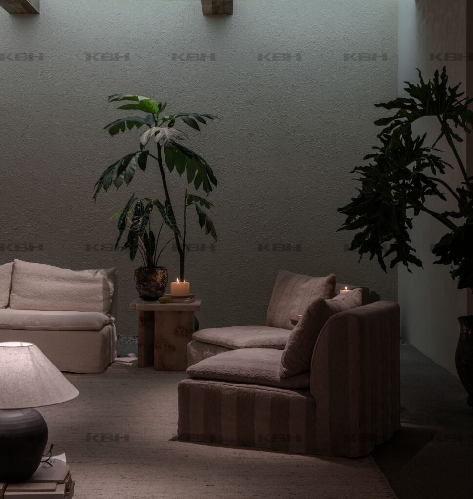 KBH White Loaf Sofa in a living room setting, view 2